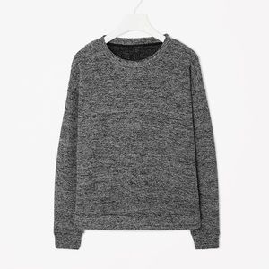COS Gray Cotton Blend Marled Side-Zip Sweatshirt